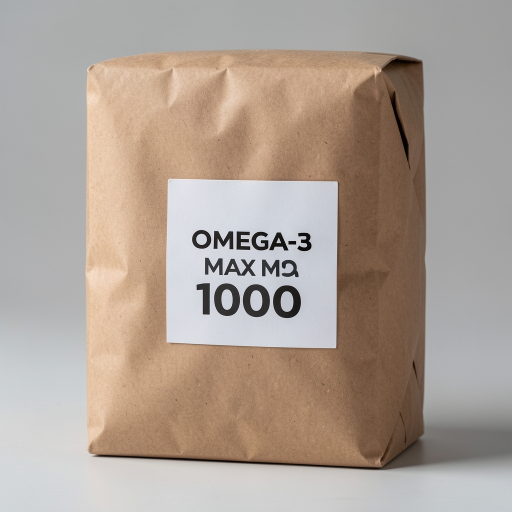 Starostlivo zabalená zásielka Omega-3 Max 1000 s doručovacím štítkom